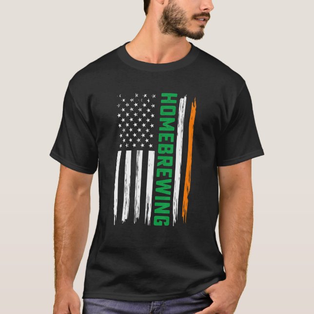 Homebreige American Flagga St patrick's day Manar  T Shirt (Framsida)