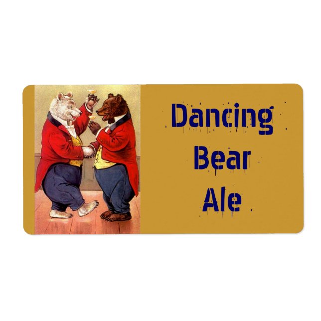 Homebreiska Beer Flaska-etikett Dancing Party Bear Fraktsedel (Framsidan)