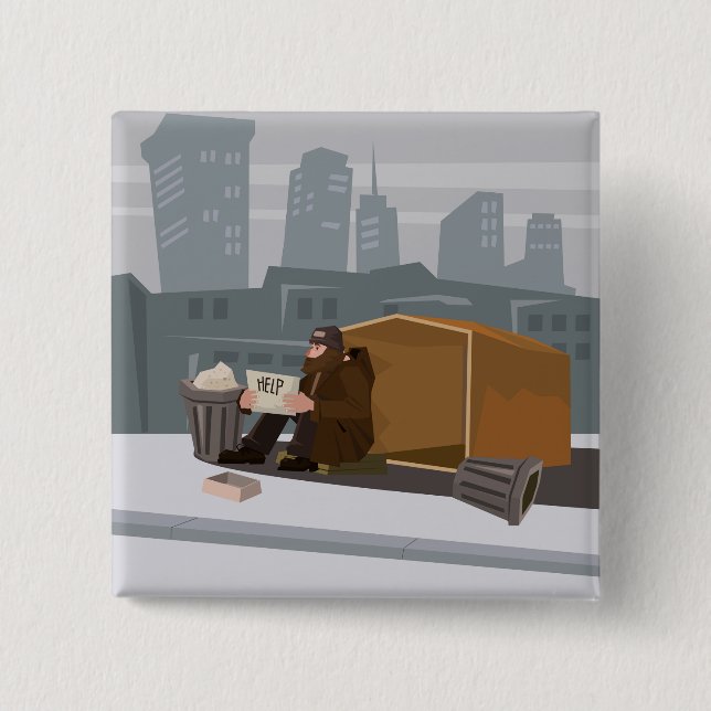 Homeless Man Holding Help Sign Urban Poverty Knapp (Framsida)