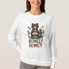 Homely Homey mysigt kattdesign T Shirt