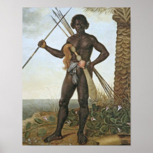 Homem africano (afrikansk man) vid Albert Eckhout Poster