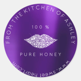 Homemade 100 % honung från köksplommon Läppar Meta Runt Klistermärke