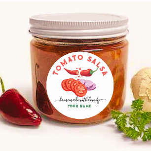 Homemade Anpassningsbar tomato Salsa Label Runt Klistermärke