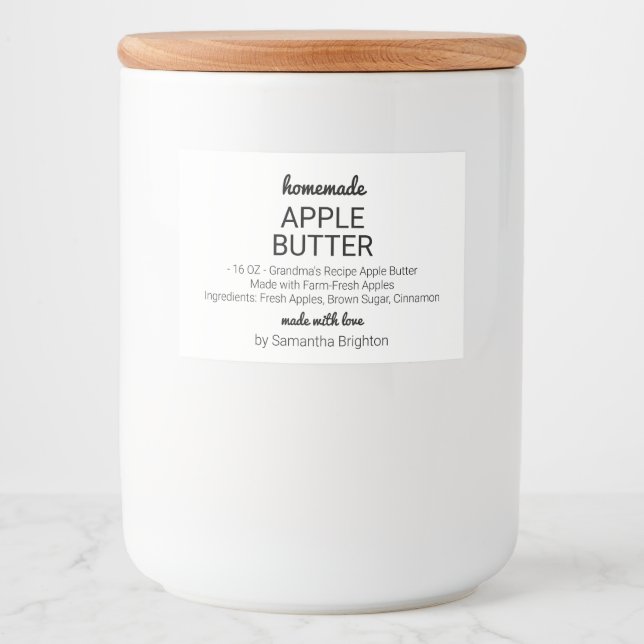 Homemade Apple Butter Anpassningsbar Kitchen Pantr Mat Etiketter (Framsida)