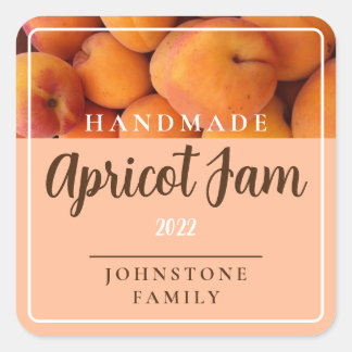 Homemade Apricot Jam Square Stickers Fyrkantigt Klistermärke