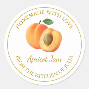 Homemade Apricot Sylt-etikett Vit Runt Klistermärke