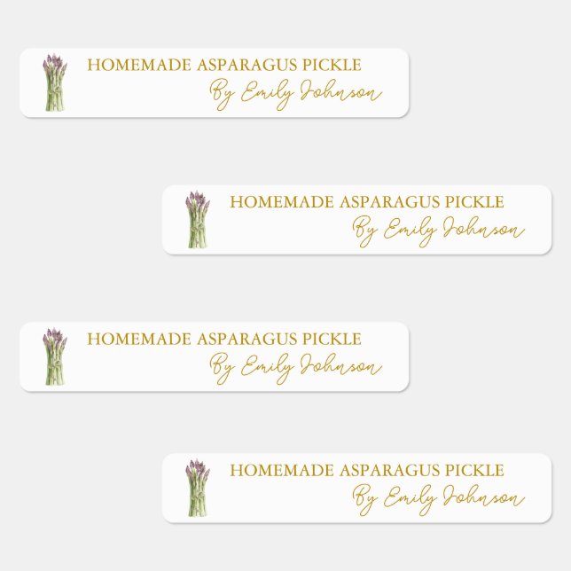 Homemade Asparagus Pickle Thin-etikett Klistermärke (Grupp)