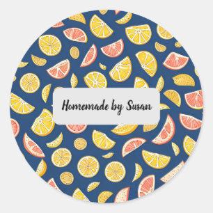 Homemade av Susan   Orange- och citrondekal Runt Klistermärke