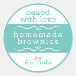 Homemade Baked Goods Brownie Classic Round Sticker Runt Klistermärke