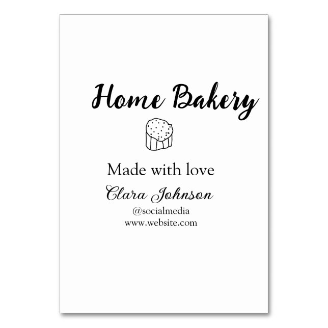 Homemade bakery lägger till namn anpassningsbar bordsnummer (Framsidan)