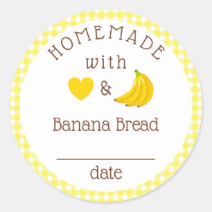 Homemade Banana Bread Gingham Runt Klistermärke