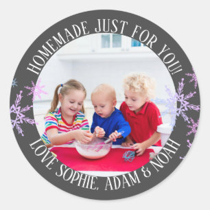 Homemade bara för din Anpassningsbar.. Kids Photo Runt Klistermärke