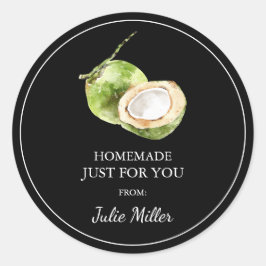 Homemade bara för din kokokokosnötsetikett runt klistermärke