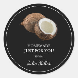 Homemade bara för din kokokokosnötsetikett runt klistermärke