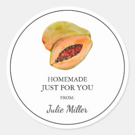 Homemade bara för din papayaetikett runt klistermärke