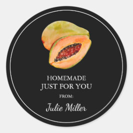 Homemade bara för din papayaetikett runt klistermärke