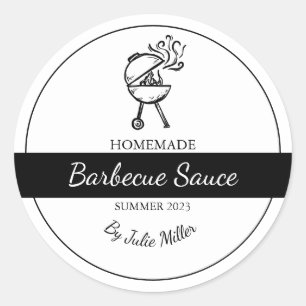 Homemade Barbecue Sauce BBQ-etikett Runt Klistermärke