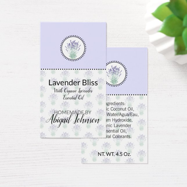 Homemade Bath & Body Label Lavender | Märkre av gå Visitkort (Skivbord)