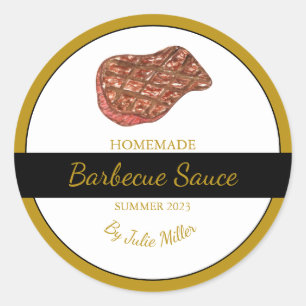 Homemade Beef Barbecue Sauce BBQ-etikett Runt Klistermärke