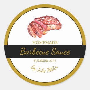 Homemade Beef Barbecue Sauce BBQ-etikett Runt Klistermärke