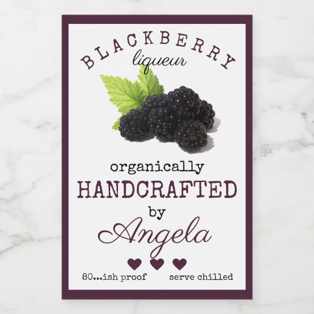 Homemade Blackberry Liqueur Flaska-etikett | Mat Etikett (Singel etikett)