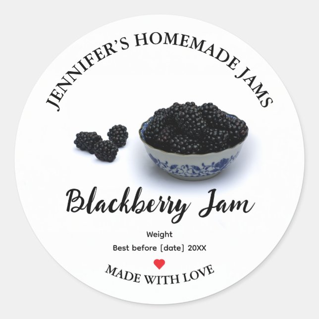 Homemade Blackberry Sylt Burk etikett (Framsida)