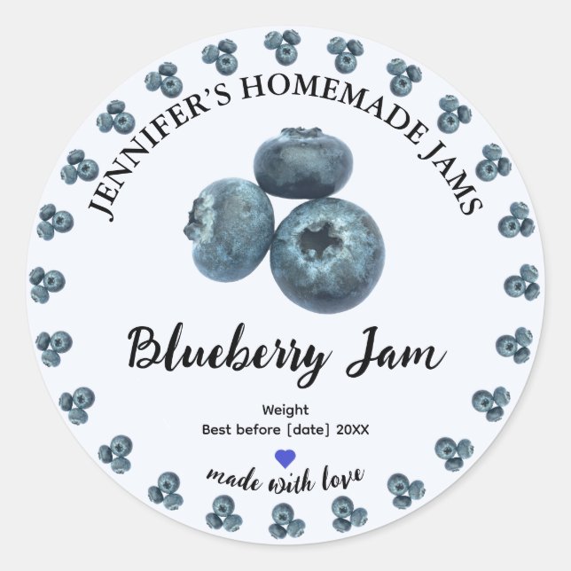 Homemade Blueberry Sylt Burk etikett (Framsida)