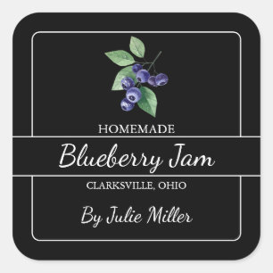 Homemade Blueberry Sylt Square - etikett svart