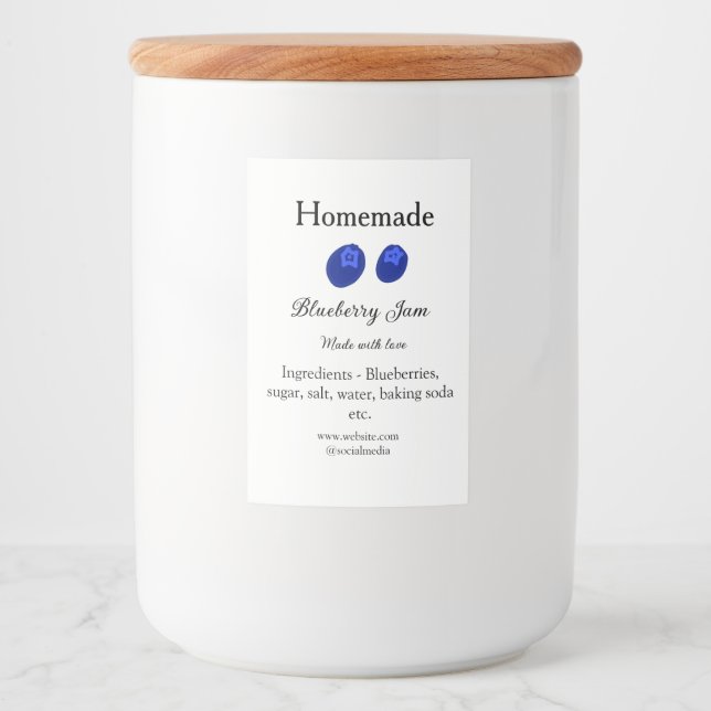Homemade blueberry sylt tillverkad med kärlek mat etikett (Framsida)