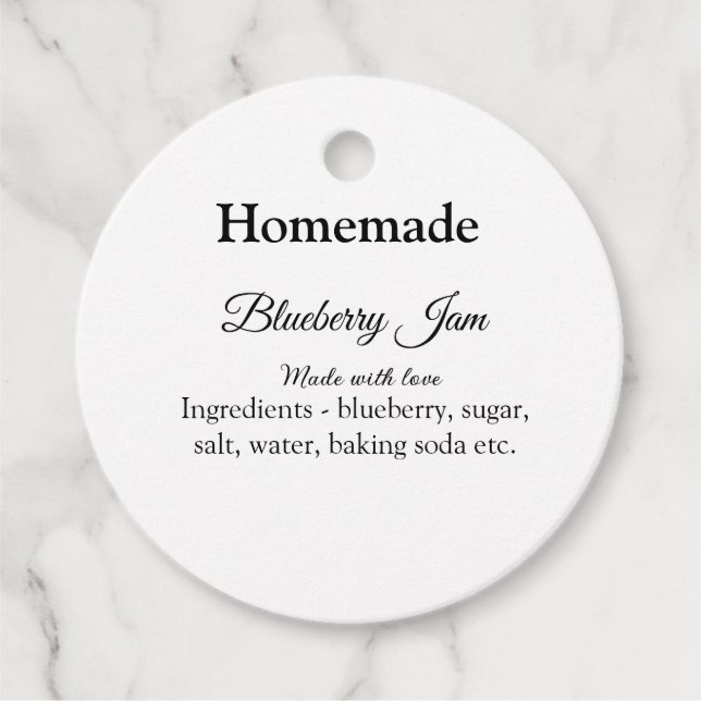 Homemade blueberry y sylt tillverkad med kärlek gåvor etiketter (Framsida)