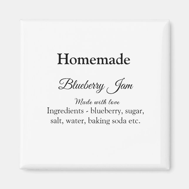 Homemade blueberry y sylt tillverkad med kärlek magnet (Framsidan)