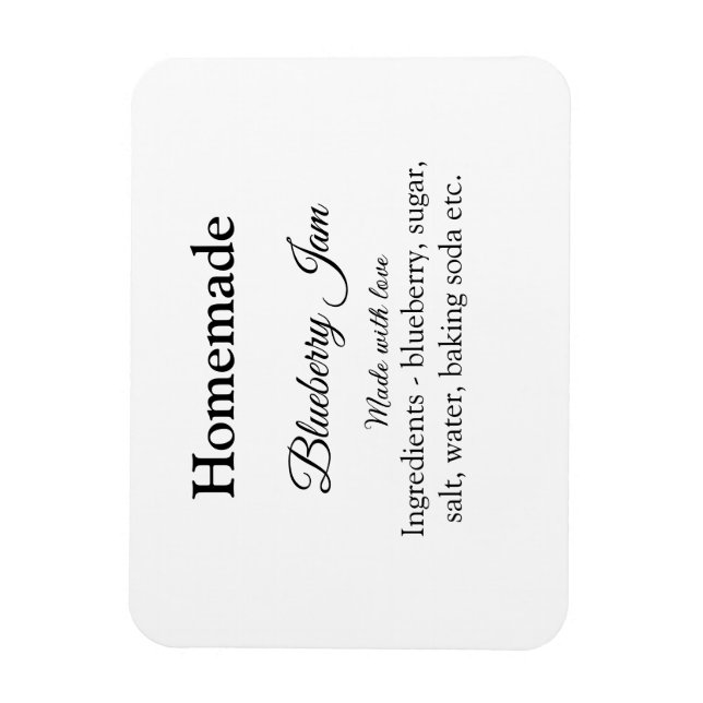 Homemade blueberry y sylt tillverkad med kärlek magnet (Vertikal)