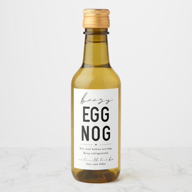 Homemade Boozy Eggnog Bottle Label Vinetikett (Framsida)