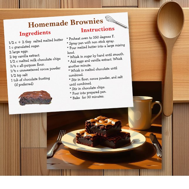 Homemade Brownies Recipe Postcard Vykort (Skapare uppladdad)