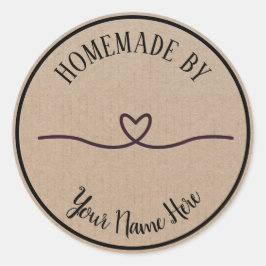 Homemade by Heart Classic Round Sticker Runt Klistermärke
