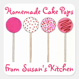 Homemade Cake Pops bakar av Anpassningsbar Sticker Fyrkantigt Klistermärke
