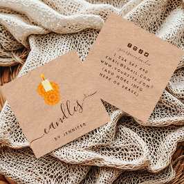 Homemade Candles Kraft Stil Papper & Social Media Fyrkantigt Visitkort