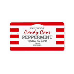 Homemade Candy cane Peppermint Hand Sugar SCrub Adressetikett