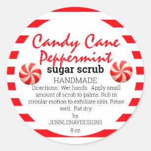 Homemade Candy cane Peppermint Sugar SCrub DIY Runt Klistermärke
