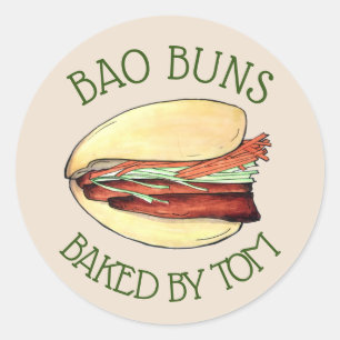 Homemade Chinese Food Lotus Bao Buns bakade av Runt Klistermärke