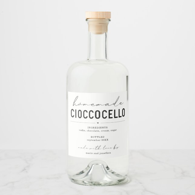 Homemade Cioccocello Chocolate Cello Label Spritflaskor Etikett (Framsida)