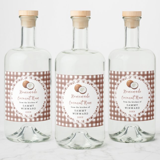 Homemade Coconut Rum Label Spritflaskor Etikett (Flaskor)