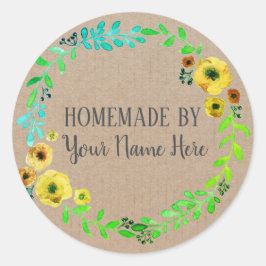 Homemade Cookie Cake Vintage Craft Blommigt WAN Runt Klistermärke