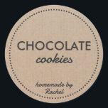 Homemade Cookie Vintage Modern Rustic Runt Klistermärke<br><div class="desc">Homemade cookies-klistermärken för ditt företag är perfekt-smaketiketter för dina hembakade varor. De har en papper bakgrund för ett modernt, rustiskt stil som fungerar med vilket köksväska som helst stil. Texten ge är en anpassningsbar för alla dina Etsy-produkter. Anpassa texten efter behov för att matcha ditt varumärke. Du kan använda dem...</div>