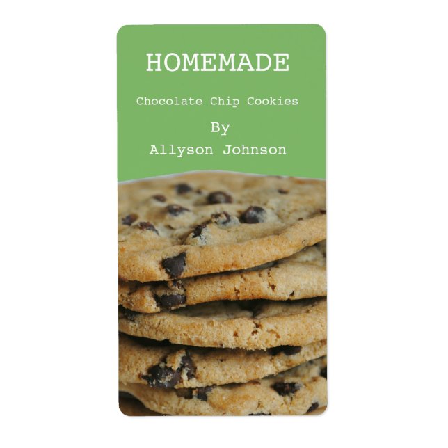 Homemade Cooking Chocolate Chip Cookies Labels Fraktsedel (Framsidan)