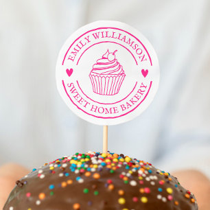 Homemade Cupkaka Bakery Logotyp & Namn Personlig Självfärgande Stämpel