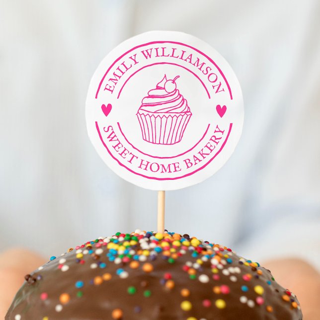 Homemade Cupkaka Bakery Logotyp & Namn Personlig Självfärgande Stämpel (Rubber Stamp Mock-up)