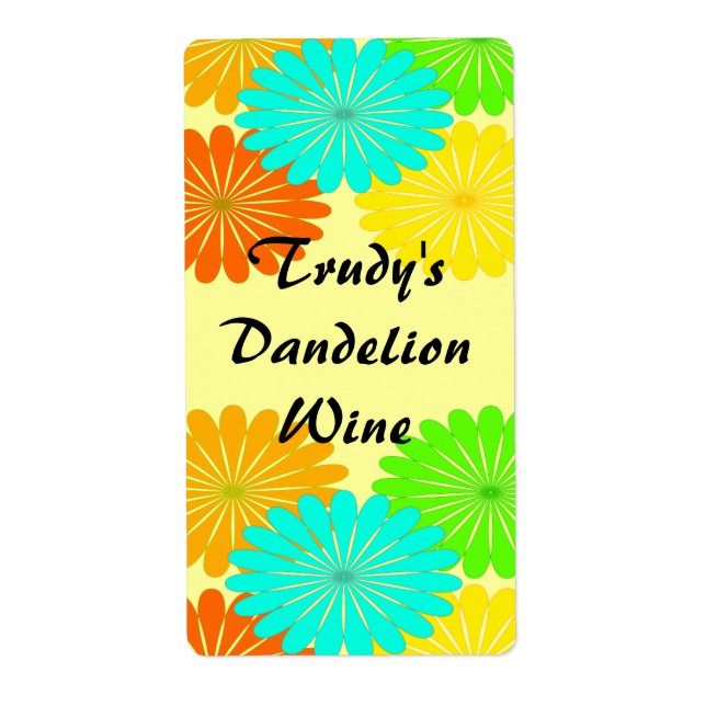 Homemade Dandelion Picking Flowers Vin-etiketter Fraktsedel (Framsidan)