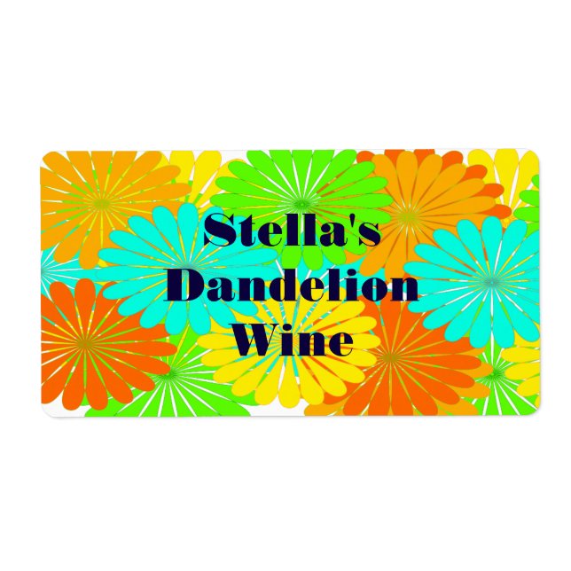 Homemade Dandelion Vin Anpassningsbar Festive Gift Fraktsedel (Framsidan)