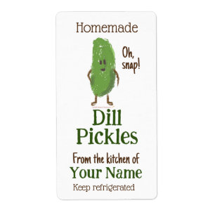 Homemade Dill Pickles Personlig Cute Cucumber Fraktsedel